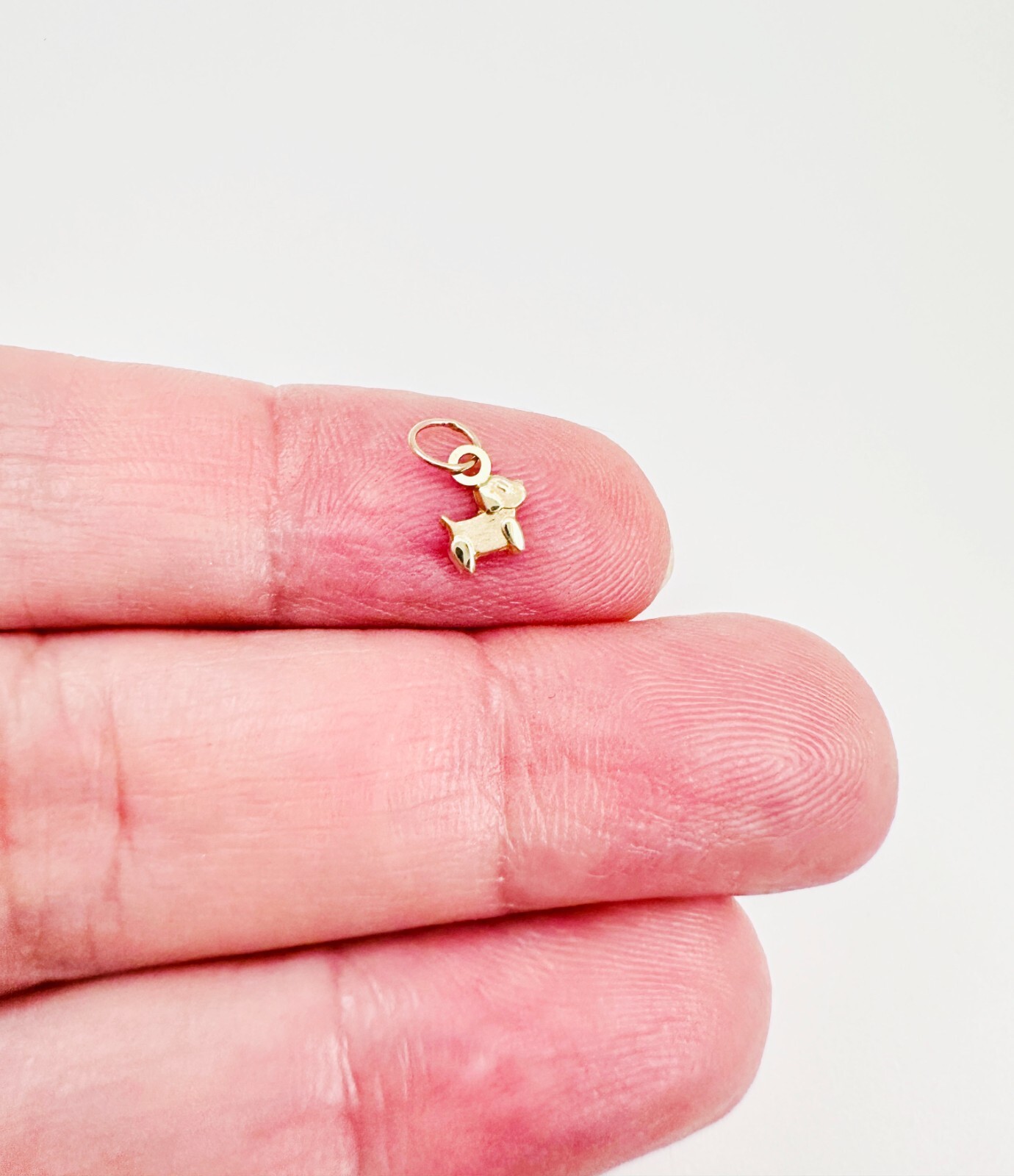14K Solid Yellow Gold Teeny Tiny – Very Small Dog Puppy Charm Pendant 10x6mm