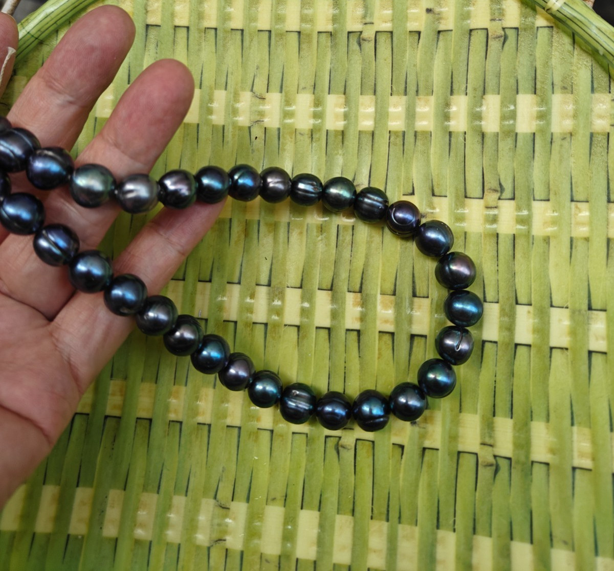 20″ Huge AAA+11-10mm South Sea Peacock Black Baroque Pearl Necklace 14k Gold P