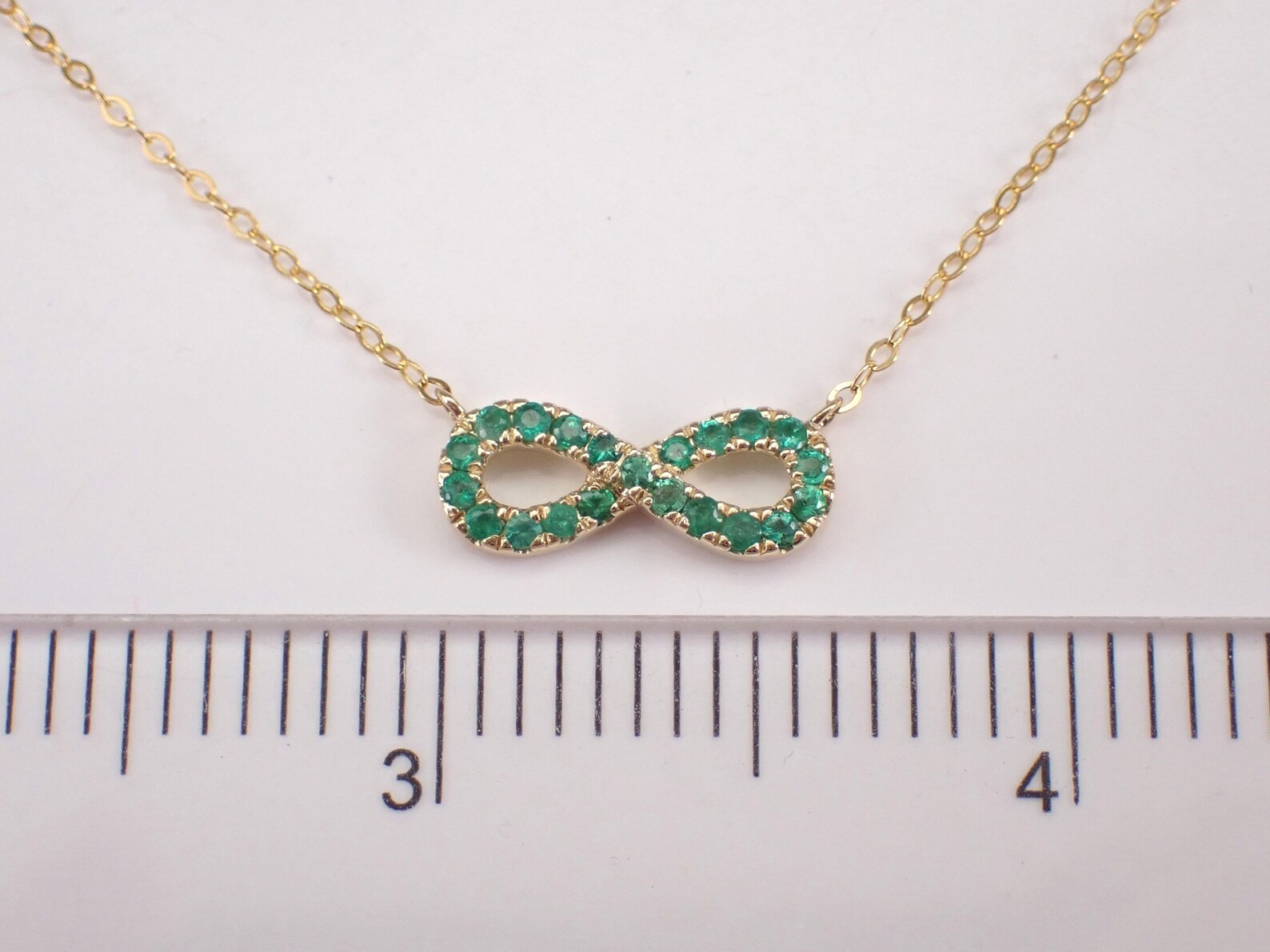 2 Ct Round Lab Created Emerald Infinity Sign Necklace 14K Yellow Gold Plated