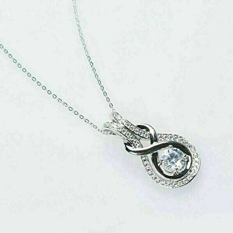 2.00Ct Round Cut Lab-Created Diamond Halo Pendant 14K White Gold Plated Silver