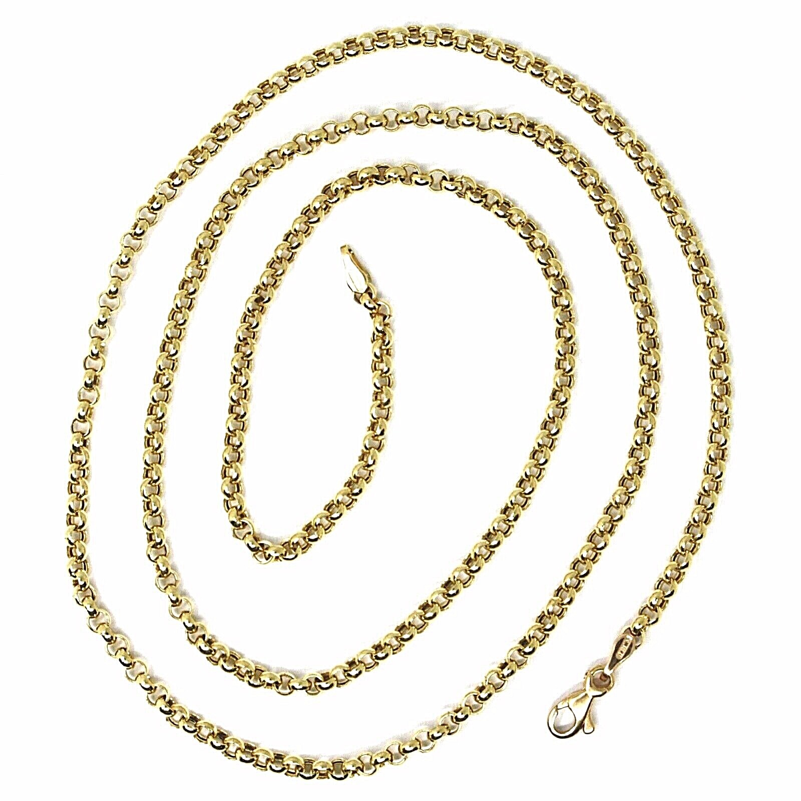 18K YELLOW GOLD ROLO CHAIN 2.5 MM, 17.7 INCHES, NECKLACE, CIRCLES, MADE IN ITALY