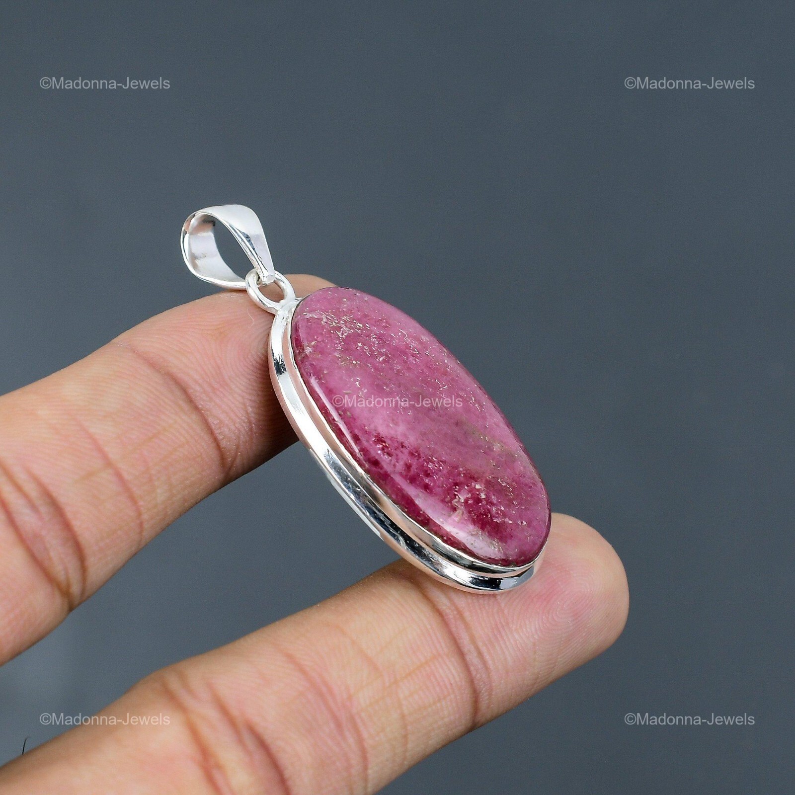 Rhodonite Gemstone Wedding Bezel Anniversary Pendant Jewelry 925 Sterling Silver