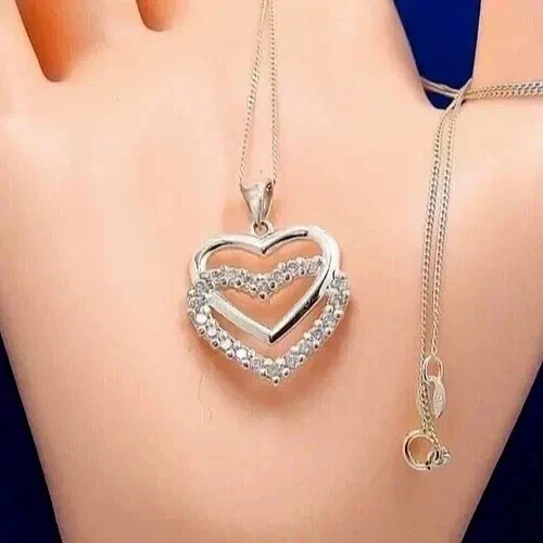 1.50Ct Round Cut White Moissanite Women’s Fancy Pendant 14k White Gold Plated