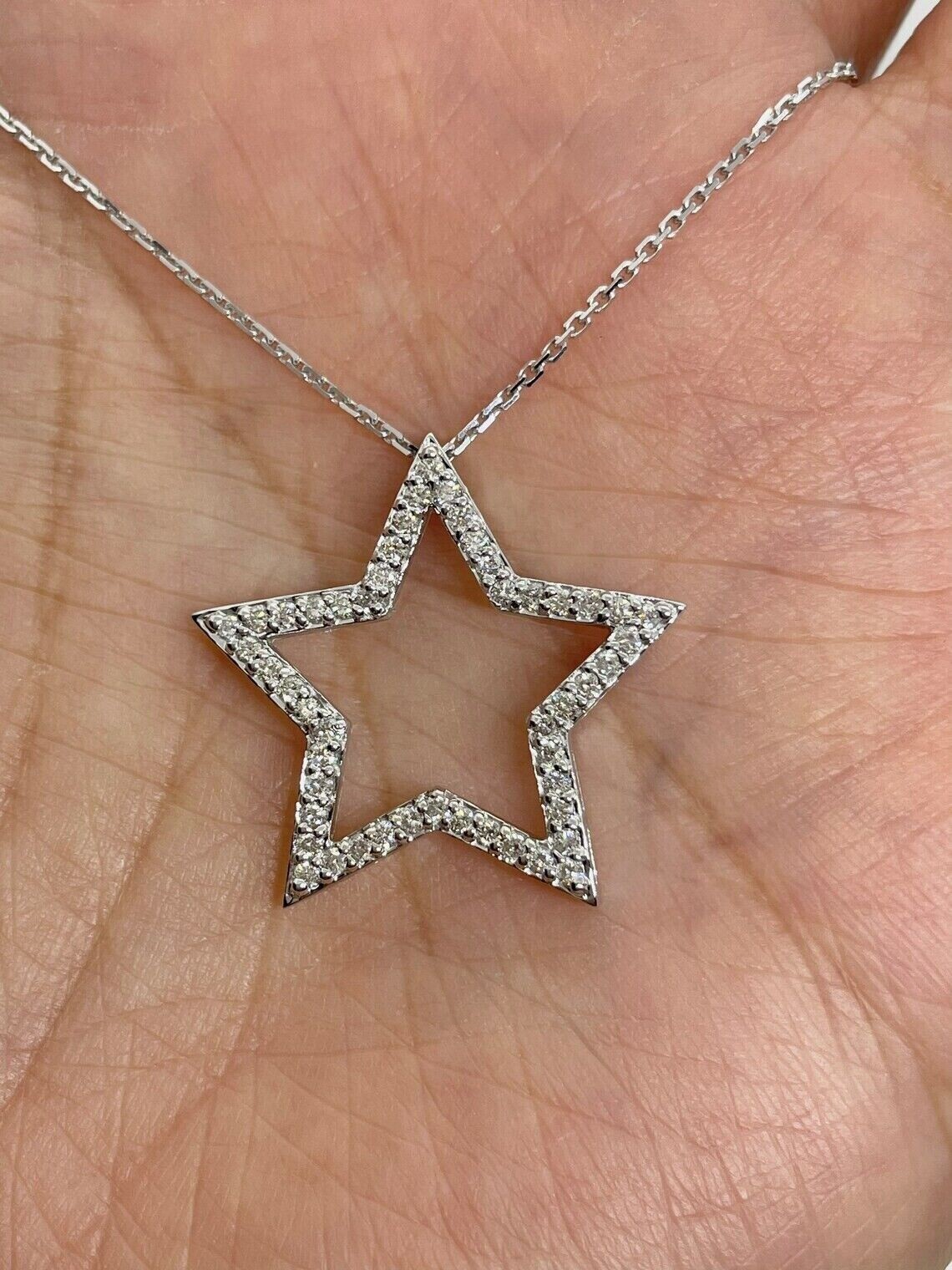 0.80Ct Round Cut Diamond Star Pendant 14K White Gold Plated 18″ Free Chain