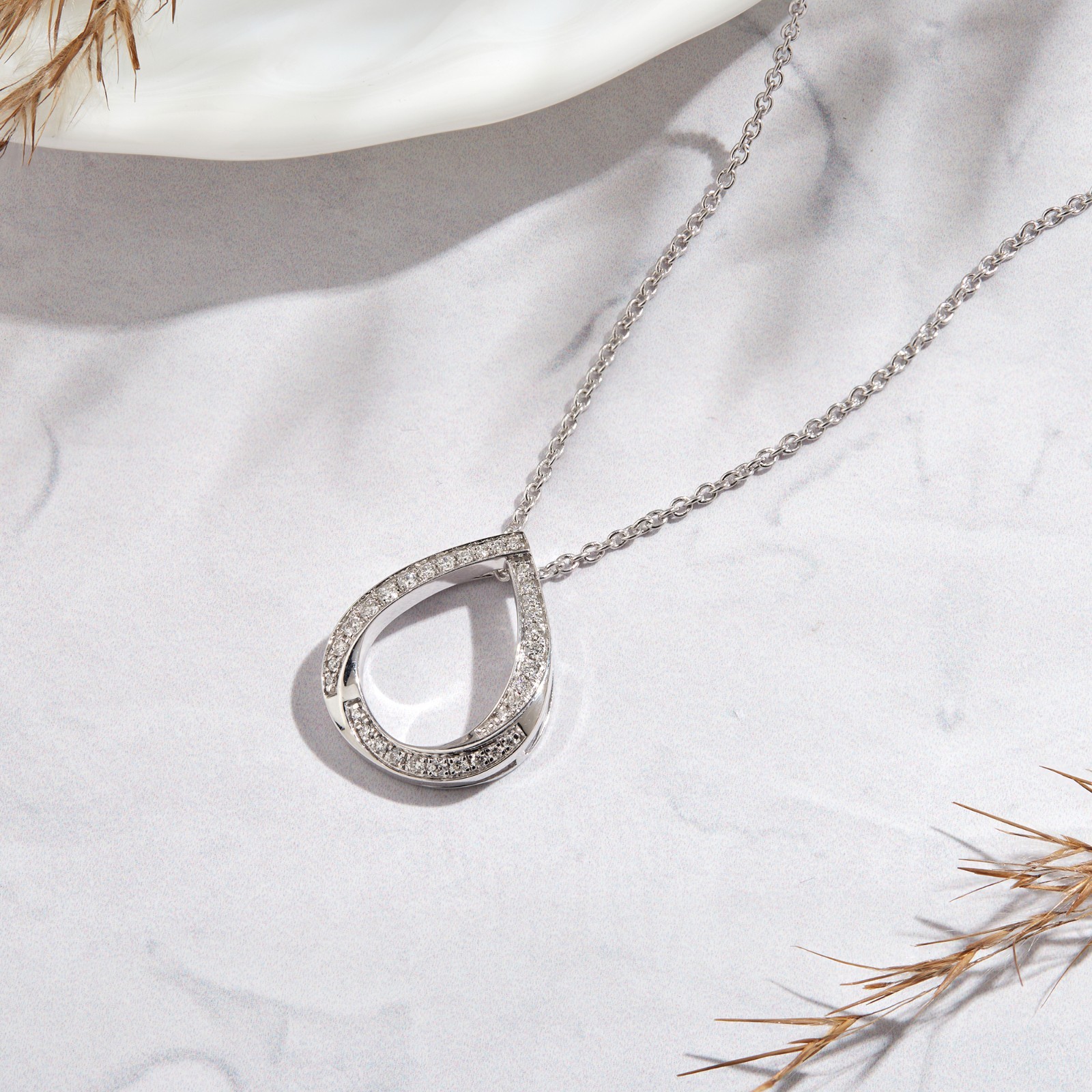 0.20Ct Cut Round Lab Grown Diamond Teardrop Pendant 925 Silver Gift For Her 18″
