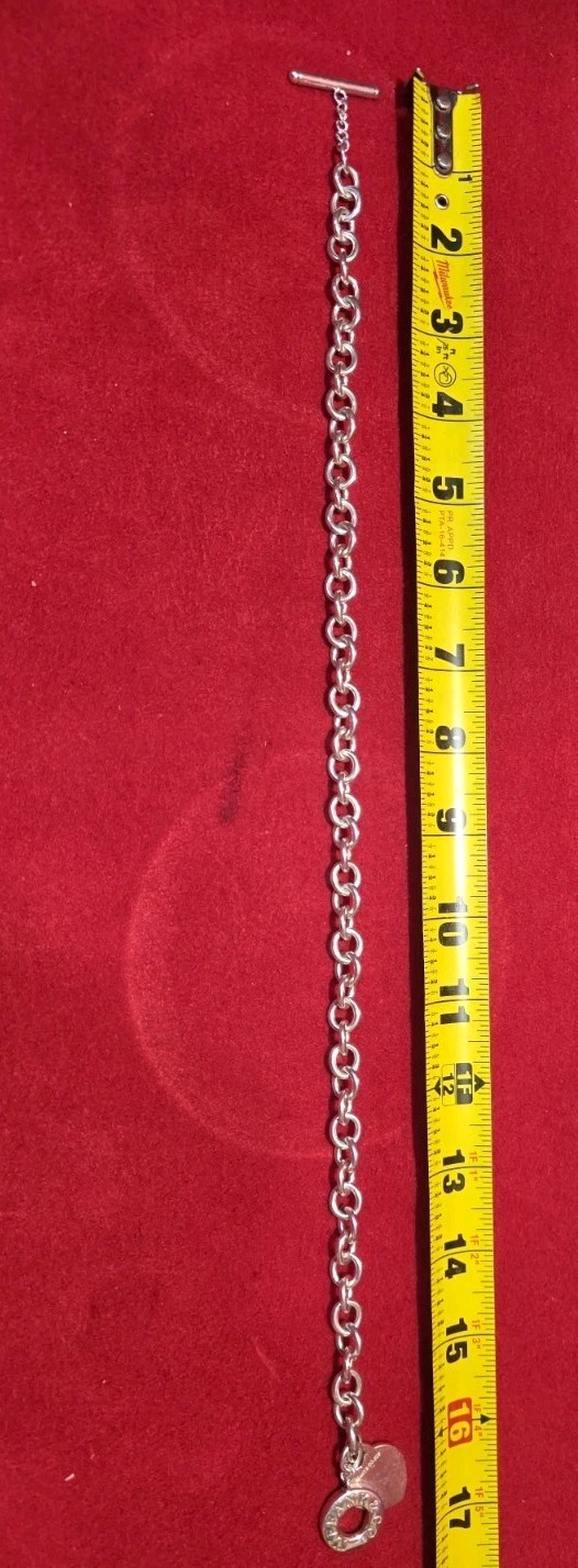 Tiffany & Co. Heart Tag Toggle Chain link Necklace in .925 sterling silver.