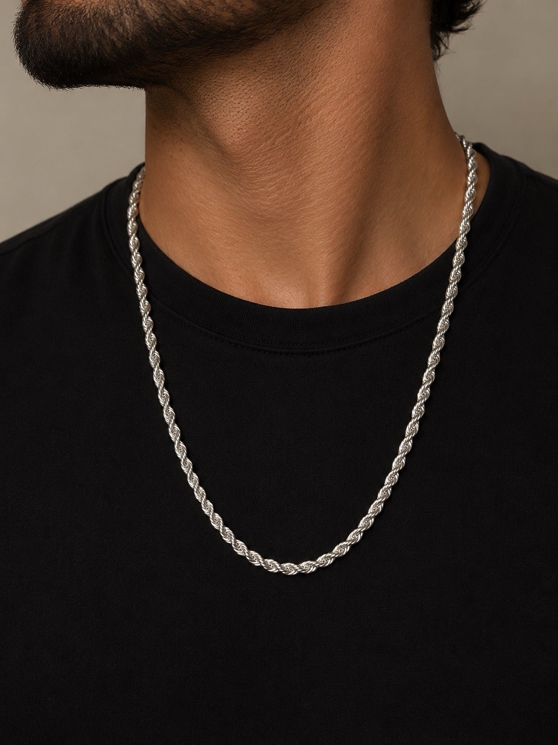 Rope Chain Link 22” S925 Silver Plated 925 Necklace Figaro Jewelry Men’s Jewelry