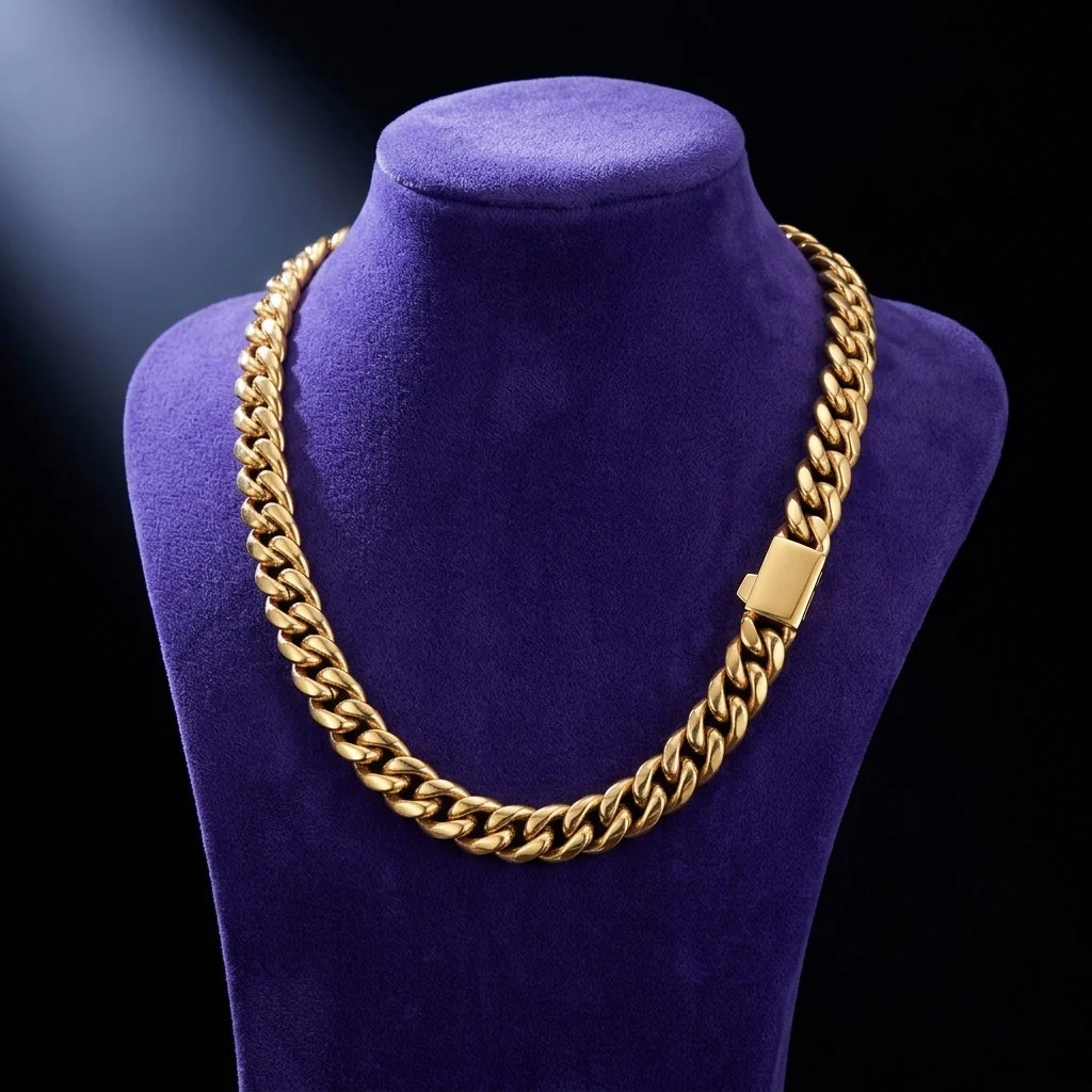 Miami Cuban Link Chain Necklace 18K Gold Plated Stainless Steel 6-12mm 16-26″