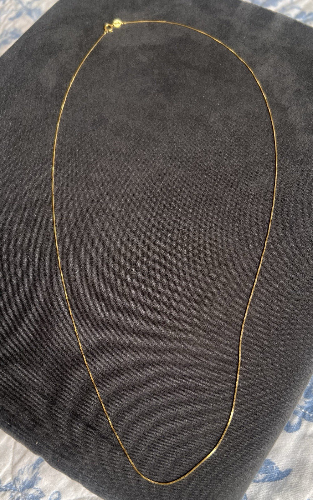 14K Yellow Gold Box Chain Delicate Necklace, Spring Ring Clasp 24 in. Length