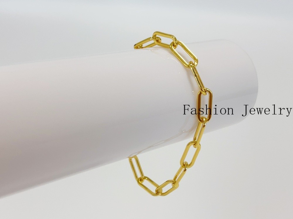 18k Yellow Gold 7.5mm Paperclip Chain Cable Rolo Link Bracelet Womens Men 7.5″