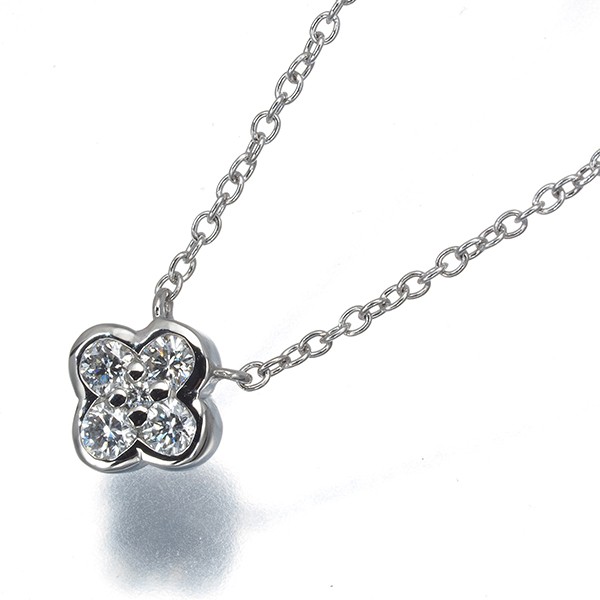 Auth VENDOME Necklace Diamond 0.17ct Flower 950 850 Platinum