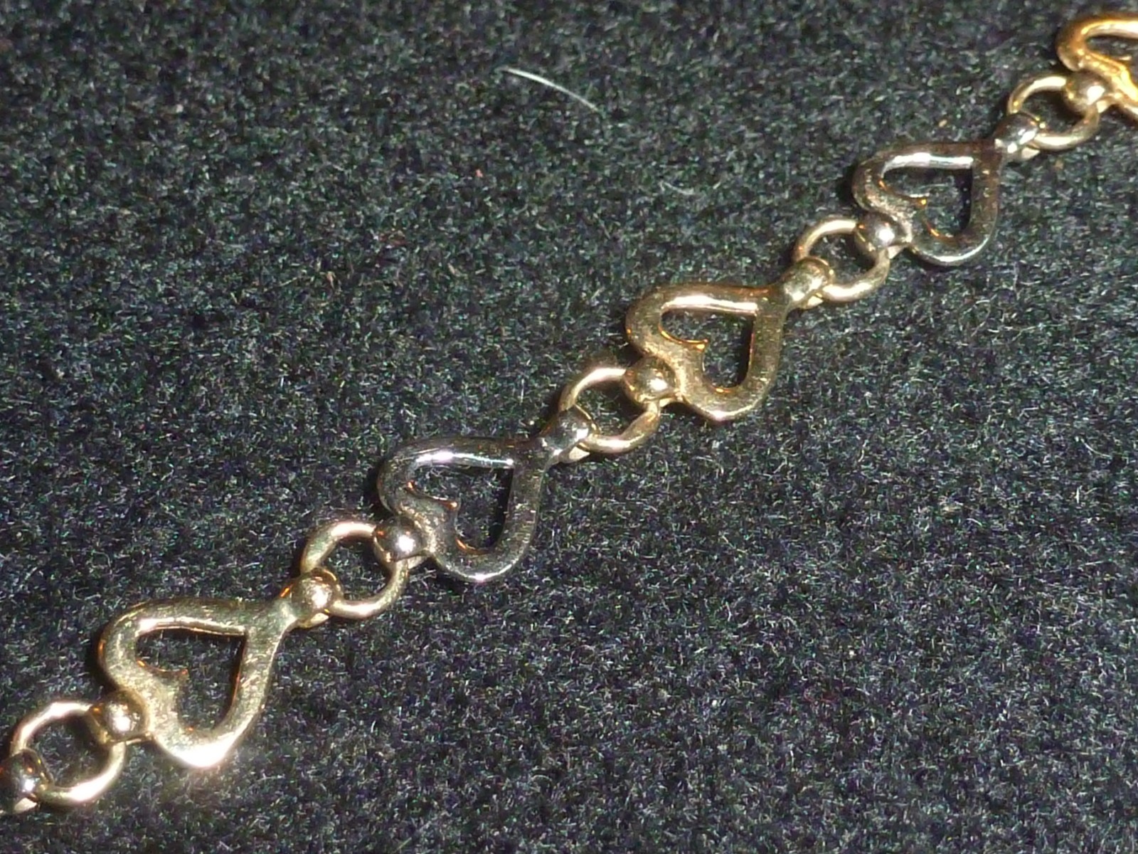 10K SOLID YELLOW & WHITE GOLD DIAMOND-CUT HEARTS TENNIS BRACELET – 7″ – 3.32 G