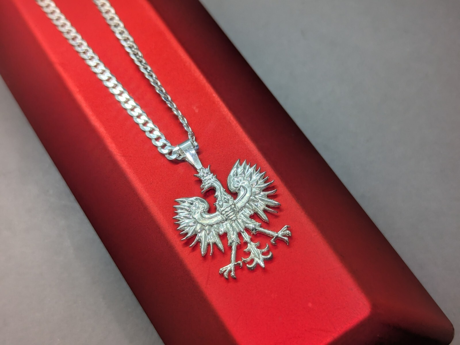 Solid Bright White Sterling Silver Polish Eagle Pendant – Polski Orzeł Wisiorek