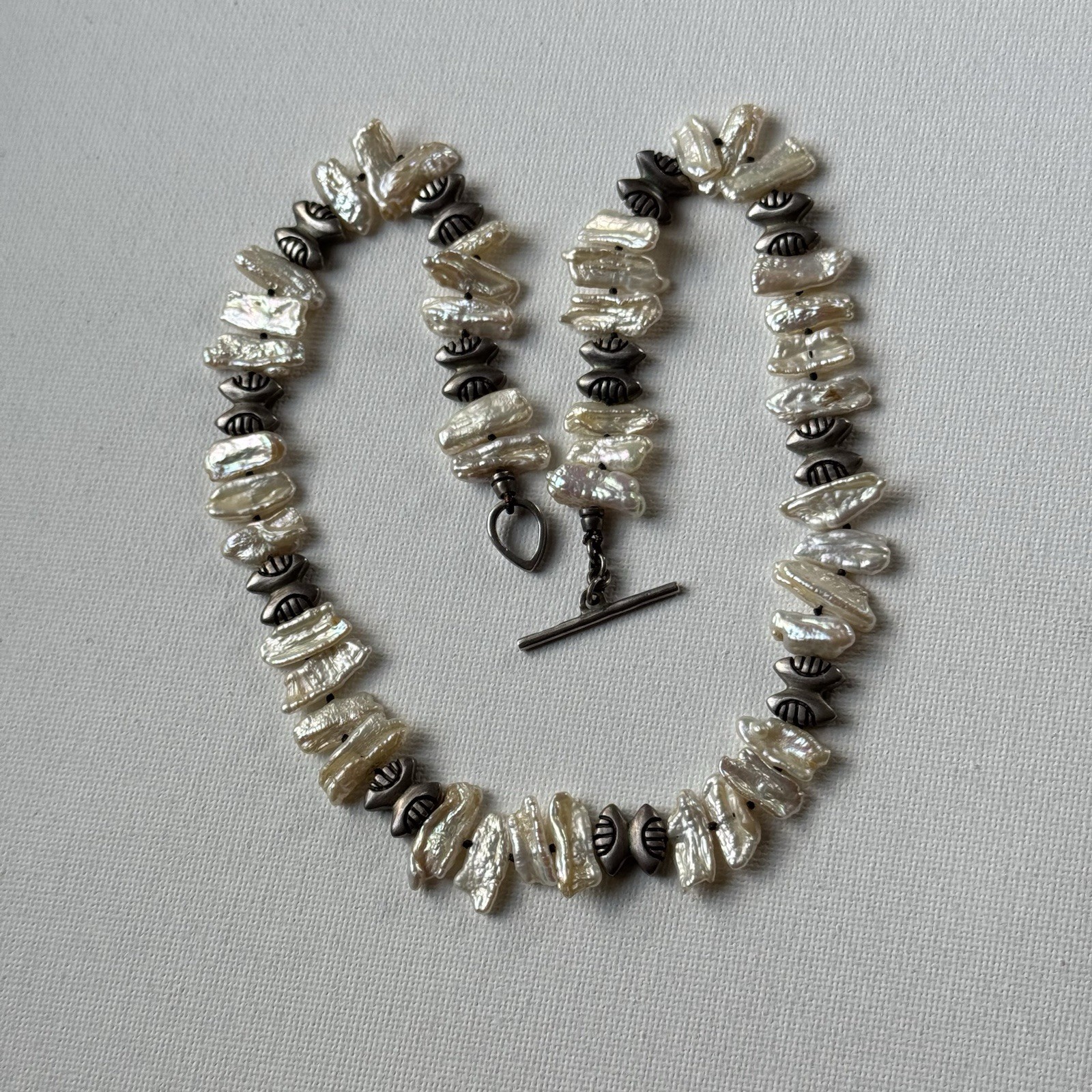 Designer Lisa Jenks Pearl Station Fancy Hook 16 Inch Necklace