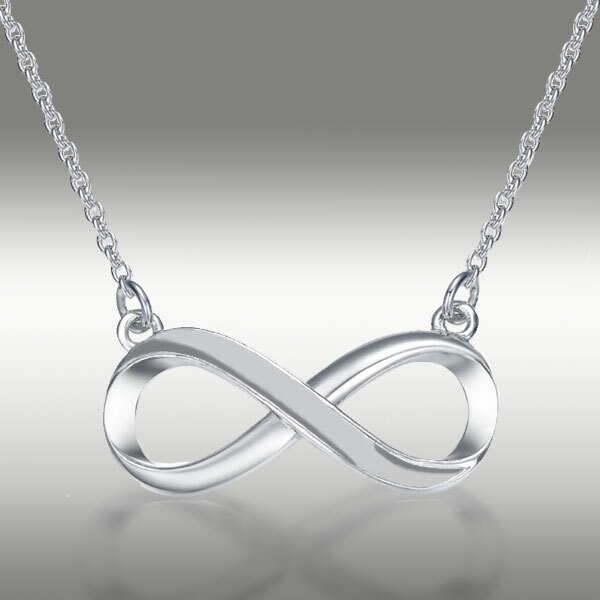 Infinity Necklace Pendant Genuine 14k Solid White Gold & 16+2 Chain Gift