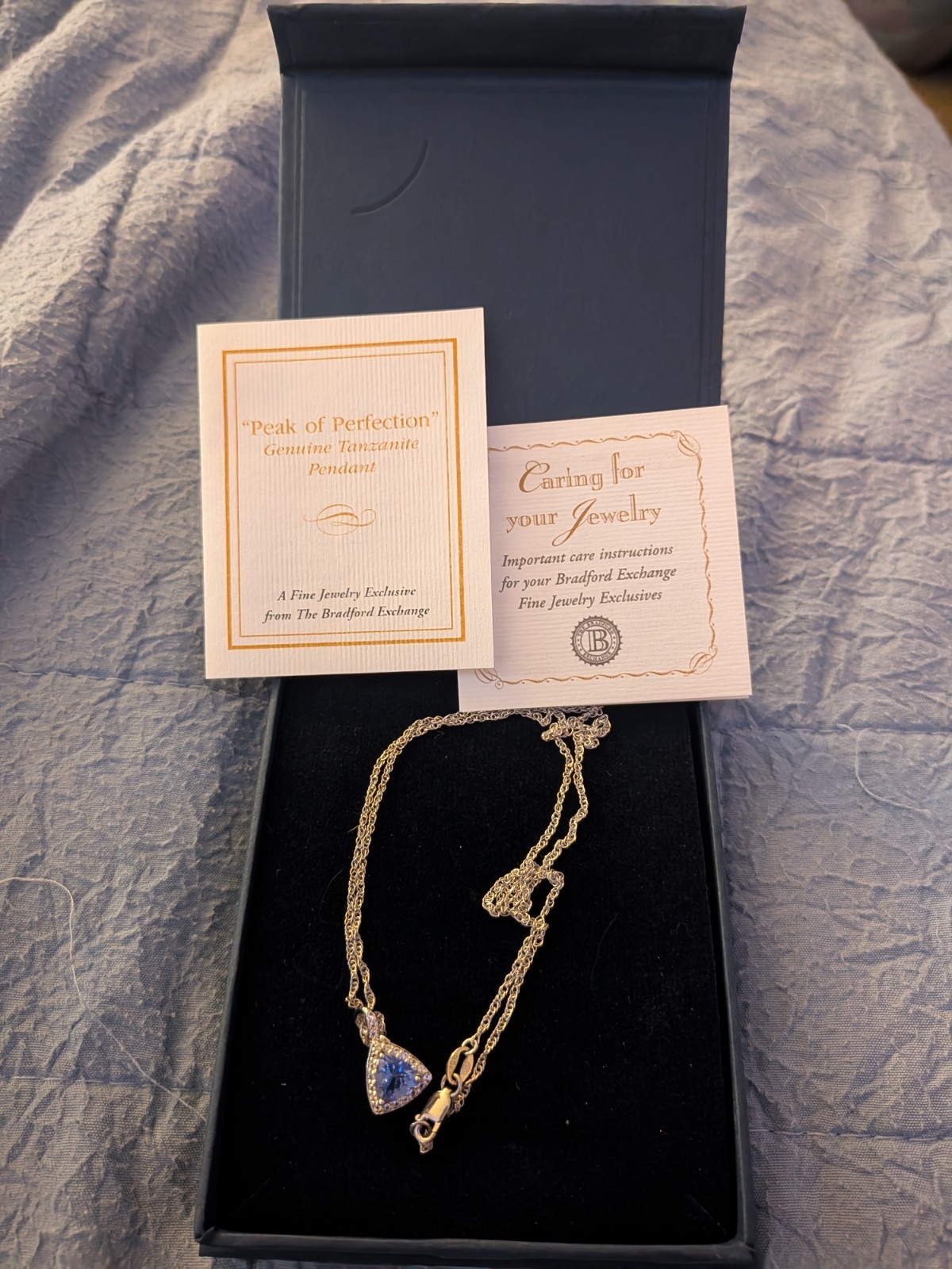 Blue tanzanite pendant necklace