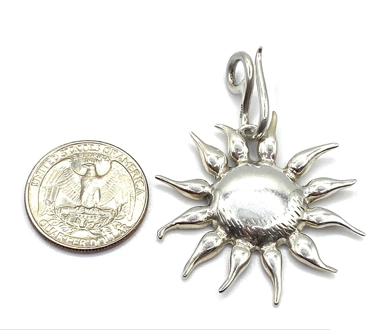 Sterling Silver / 925 Handmade Sun Pendant with Hook
