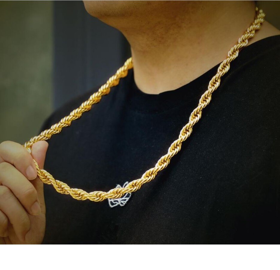18K Yellow Gold Filled Italian Rope Chain Necklace 16/18/20/22/24/26/28″-32 inch