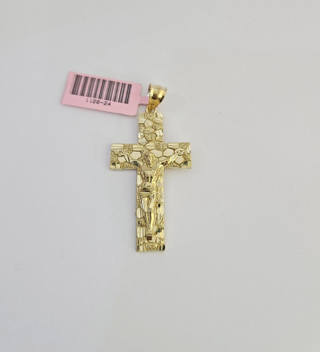14k Nugget Jesus Cross Charm Pendant REAL 14Kt Religious Yellow Gold Genuine