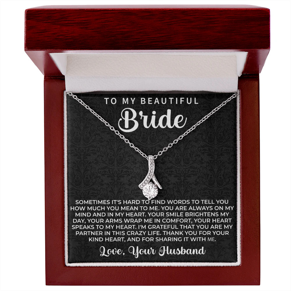 To my beautiful Bride Necklace – Wedding Day Gift for bride from Groom, To my