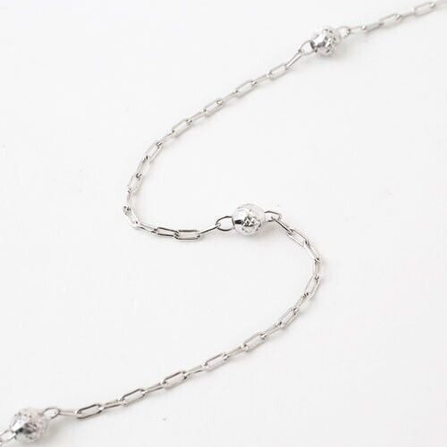 Pt850 Solid Platinum Oval Cable Chain Necklace Adjustable 17″ Faceted Beads Sta.