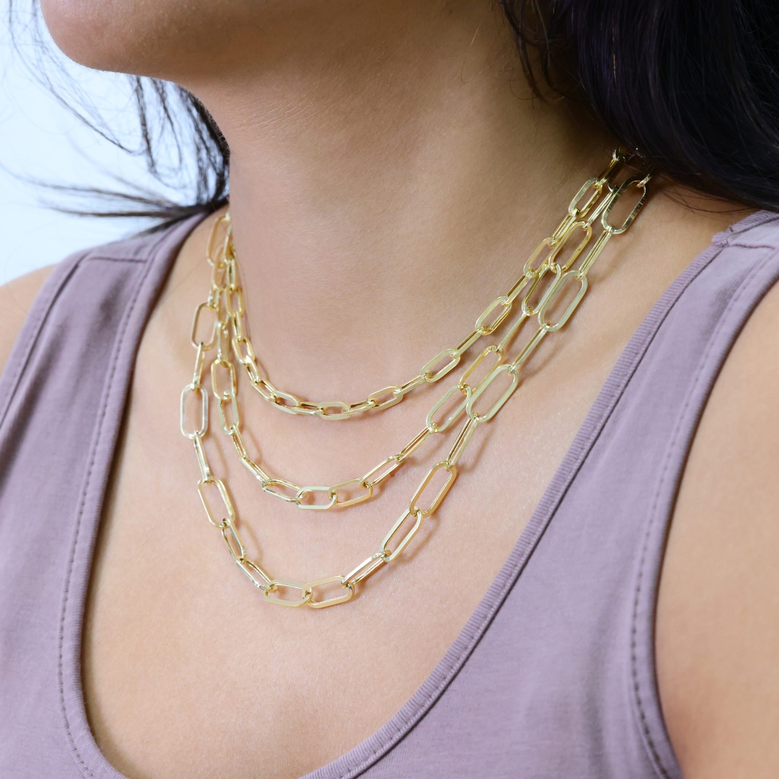 10k Yellow Gold Paperclip 2mm-7mm Chain Bracelet Necklace Mens Womens 7″-24″