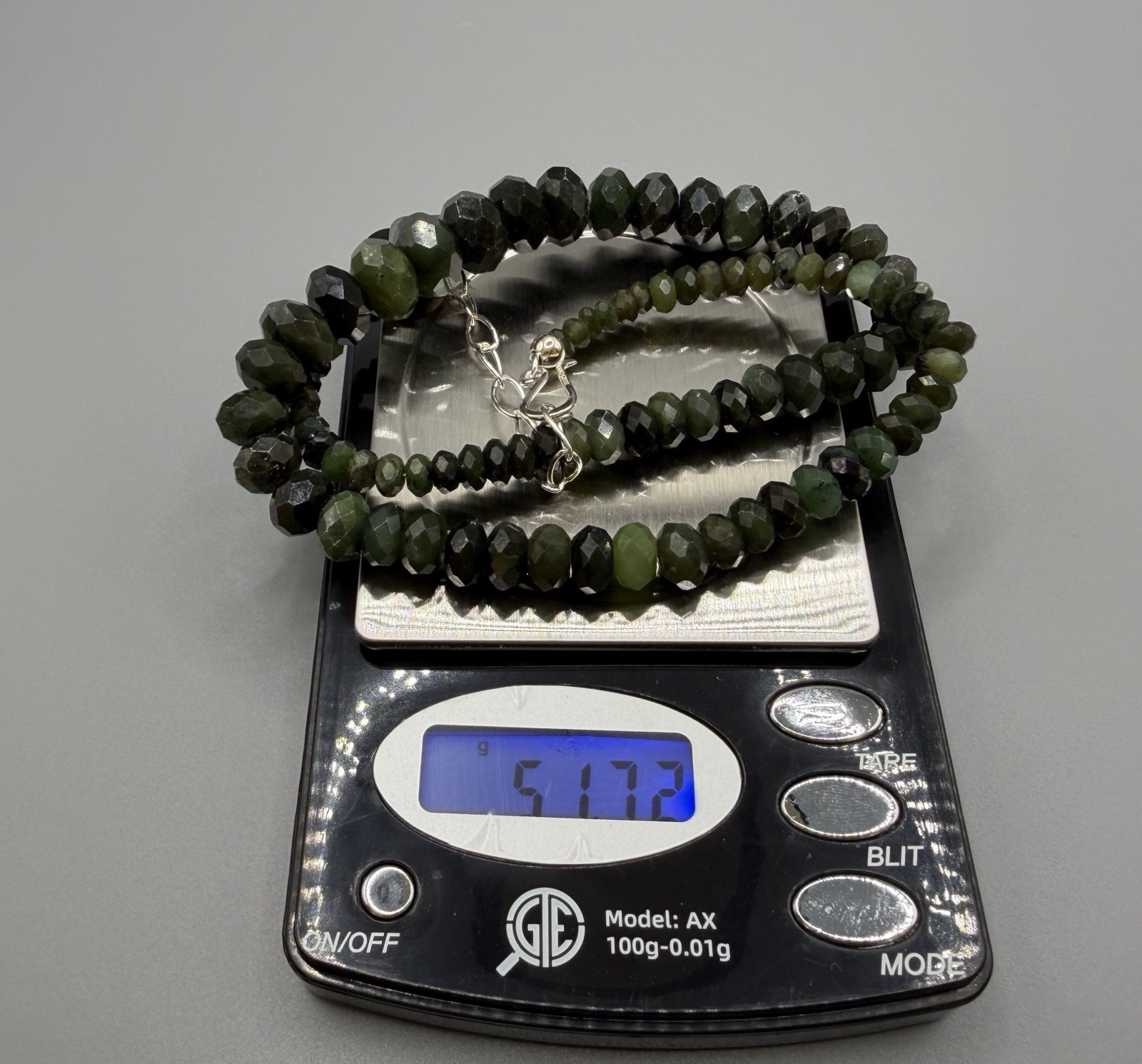 Jay King Natural Pakistan Nephrite Jade Faceted 925 Sterling Silver Necklace