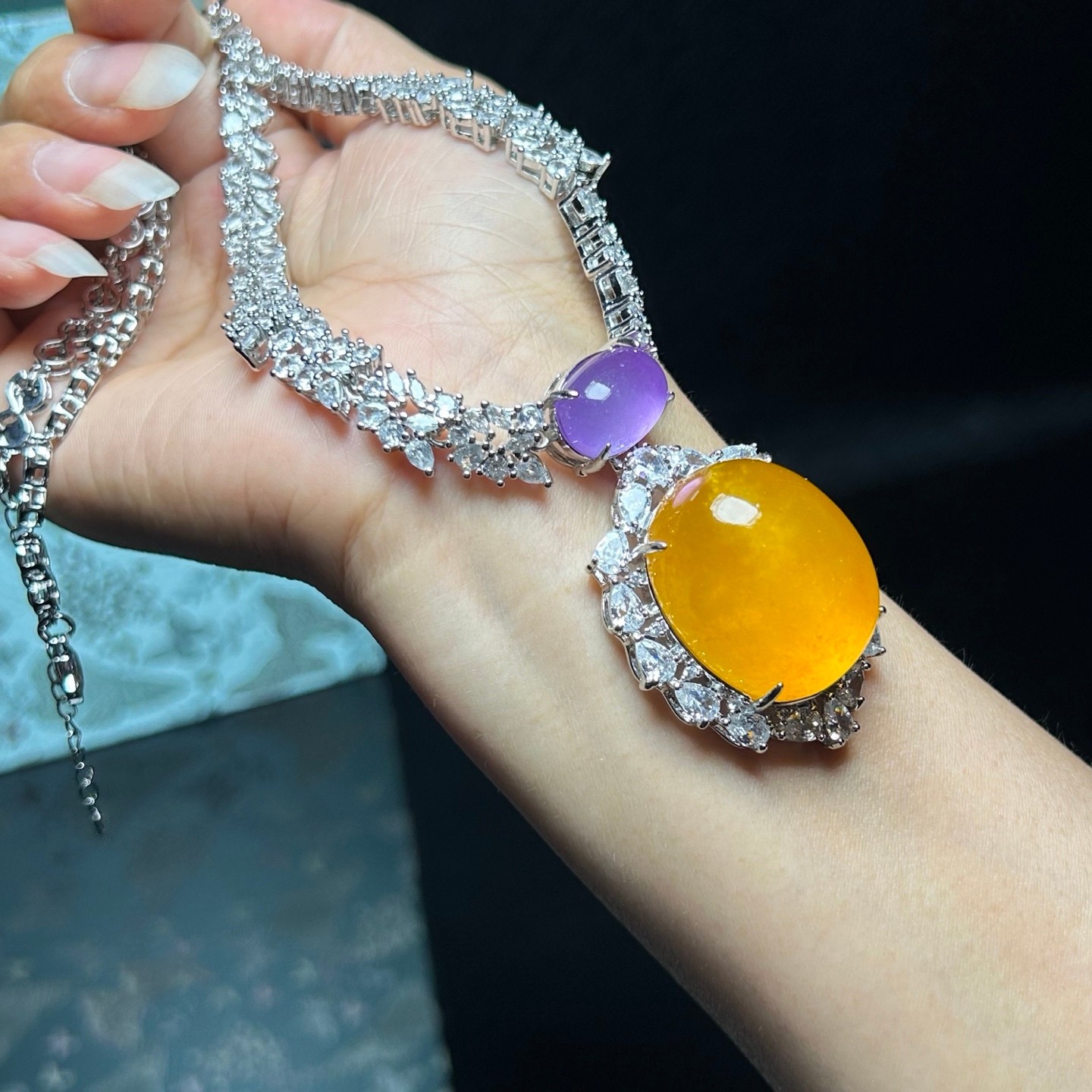 Real Natural Perfect High Ice Yellow Myanmar Jade Jadeite Pendant&Necklaces