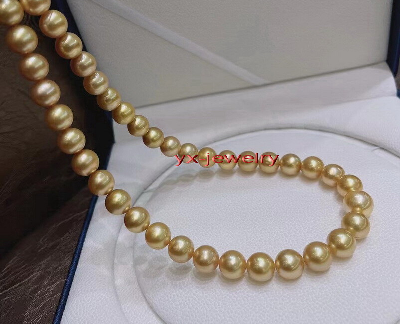 AAAAA LONG 20″11-12mm REAL natural south sea golden pearl necklace 14K gold
