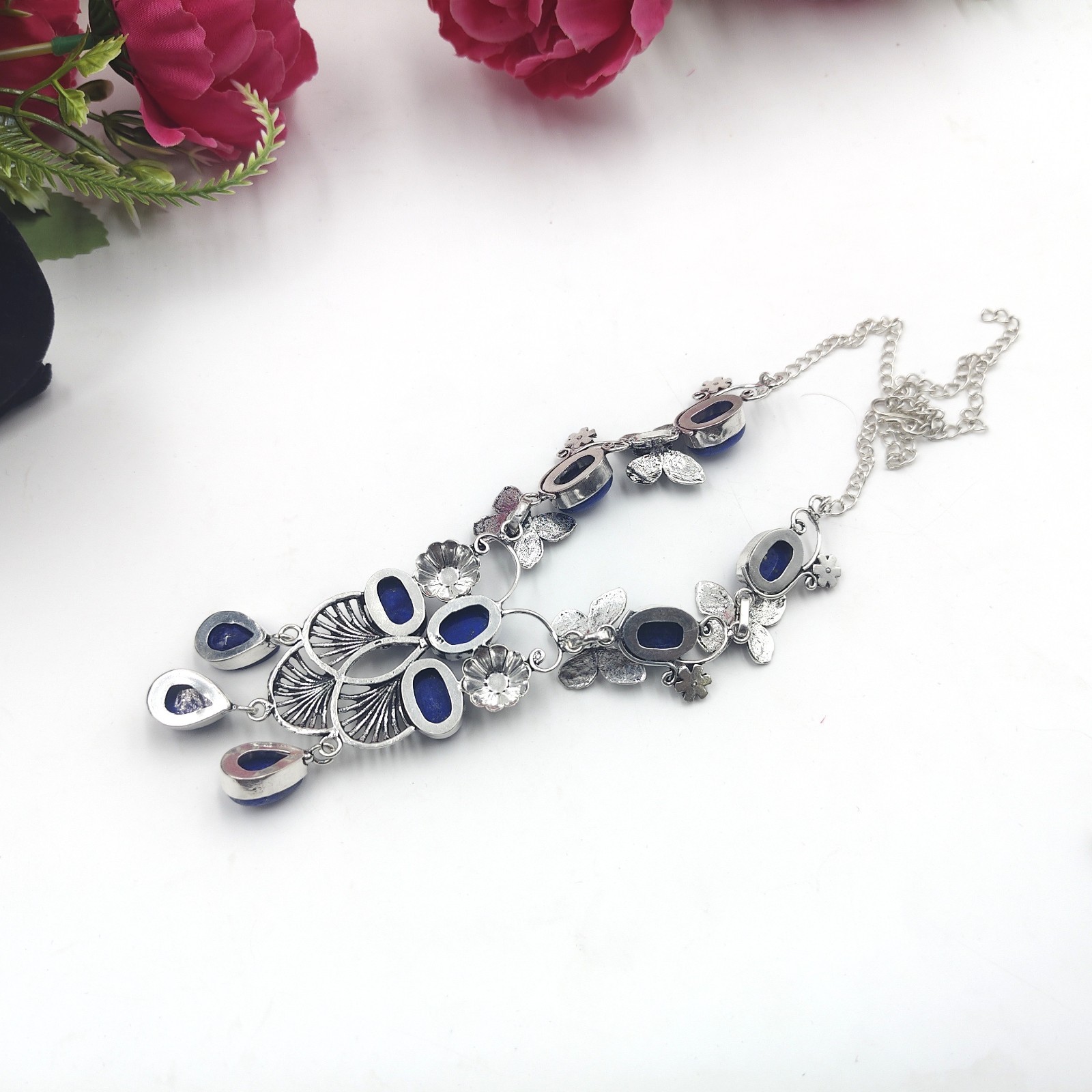 Lapis Lazuli Gemstone Handmade 925 Sterling Silver Jewelry Necklace Sz-17-18″