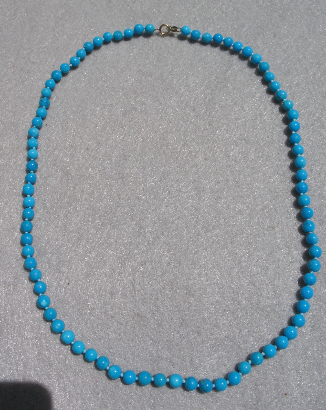 Pre-Owned Turquoise 14K Gold Necklace 5mm Beads 17″L