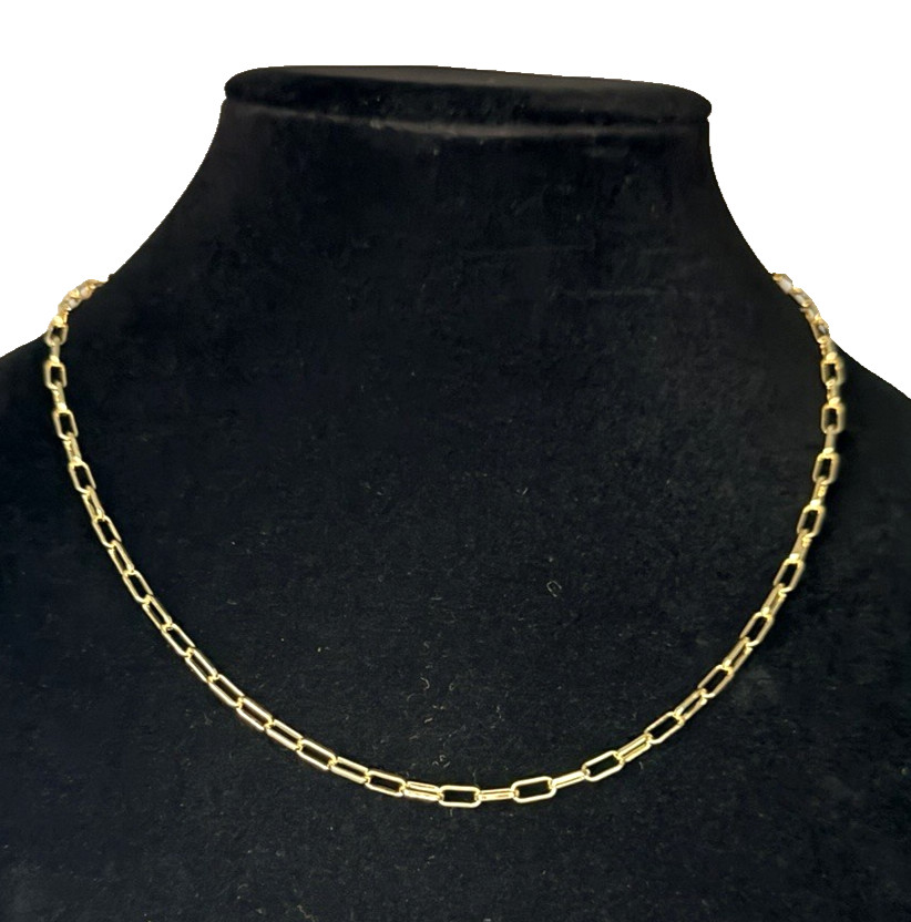 18K Gold Filled 19.5″ 3.5mm 9g Rolo Paperclip Link Chain (Stamped) New