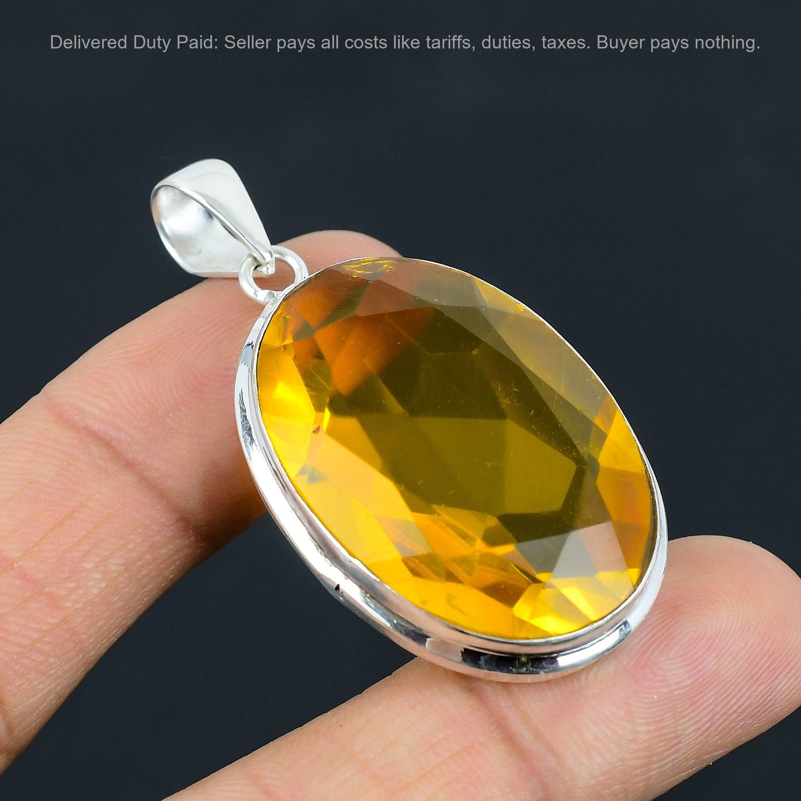 Sterling Silver November Birth Citrine Stone Anniversary Mother Birthday Pendant