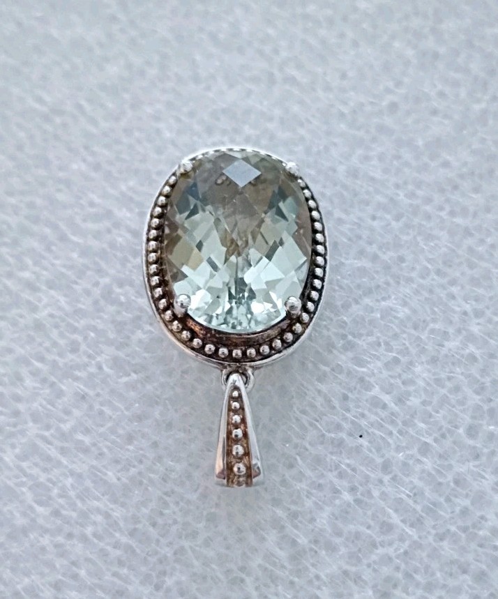 Reversible Prasiolite Diamond Sterling Silver 925 Pendant Michelle Albala