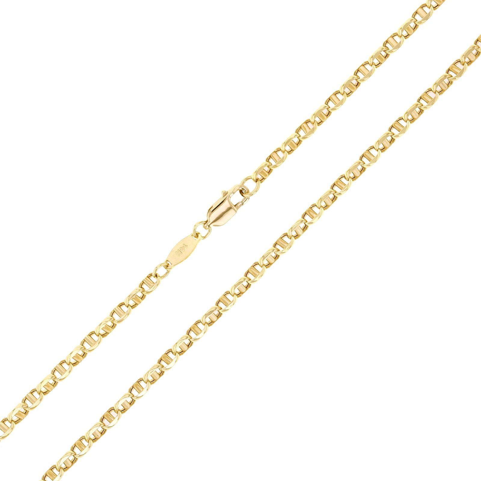 Italian 14k Yellow Gold Anchor Mariner Link Chain Necklace 18″ 3mm 4.2 grams