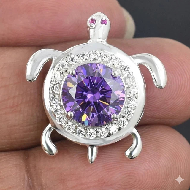 Stunning 3.50 Ct Certified Purple Diamond Solitaire Pendant,