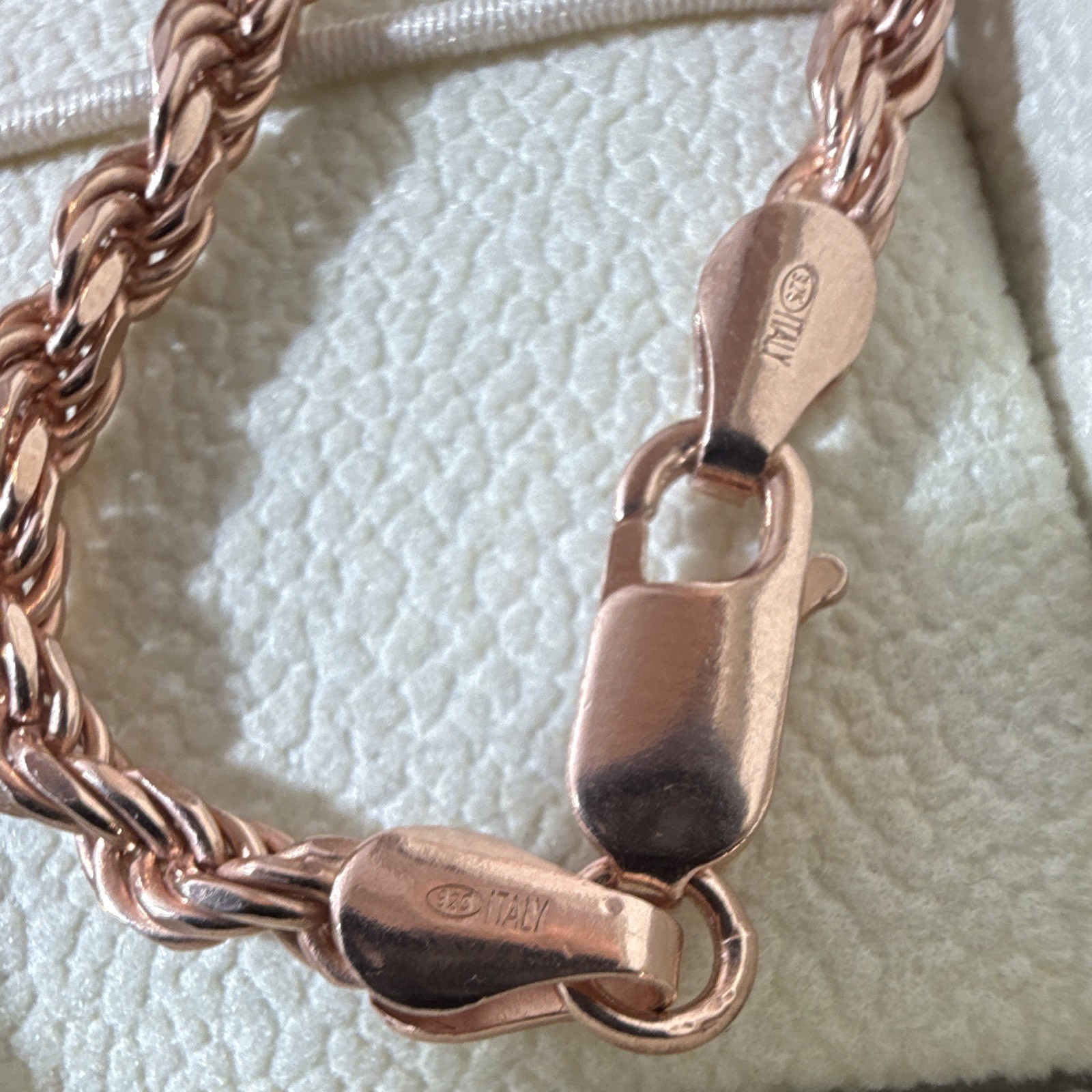 4mm 26” Diamond Cut Rope Chain SOLID 925 Sterling Silver (32g) Rose Gold Over