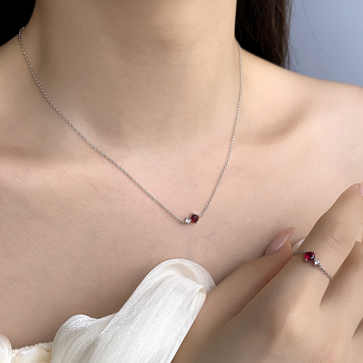 S925 Sterling Silver Necklace With Twelve Birthstone Pendants, A Light-luxury, N
