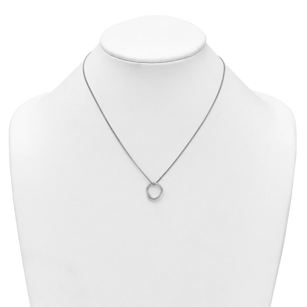 Sterling Silver Rhodium-Plated Polished 16 With 2in Ext Abstract Necklace