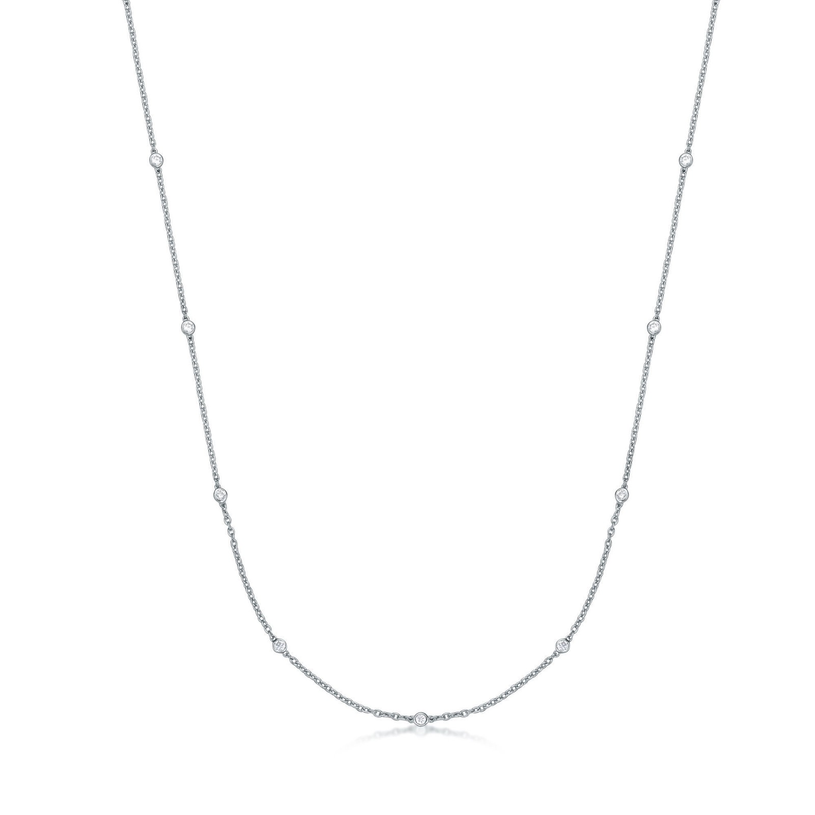 925 Sterling Silver 0.50 Carat Lab Grown Diamond by the Yard Necklace for Women