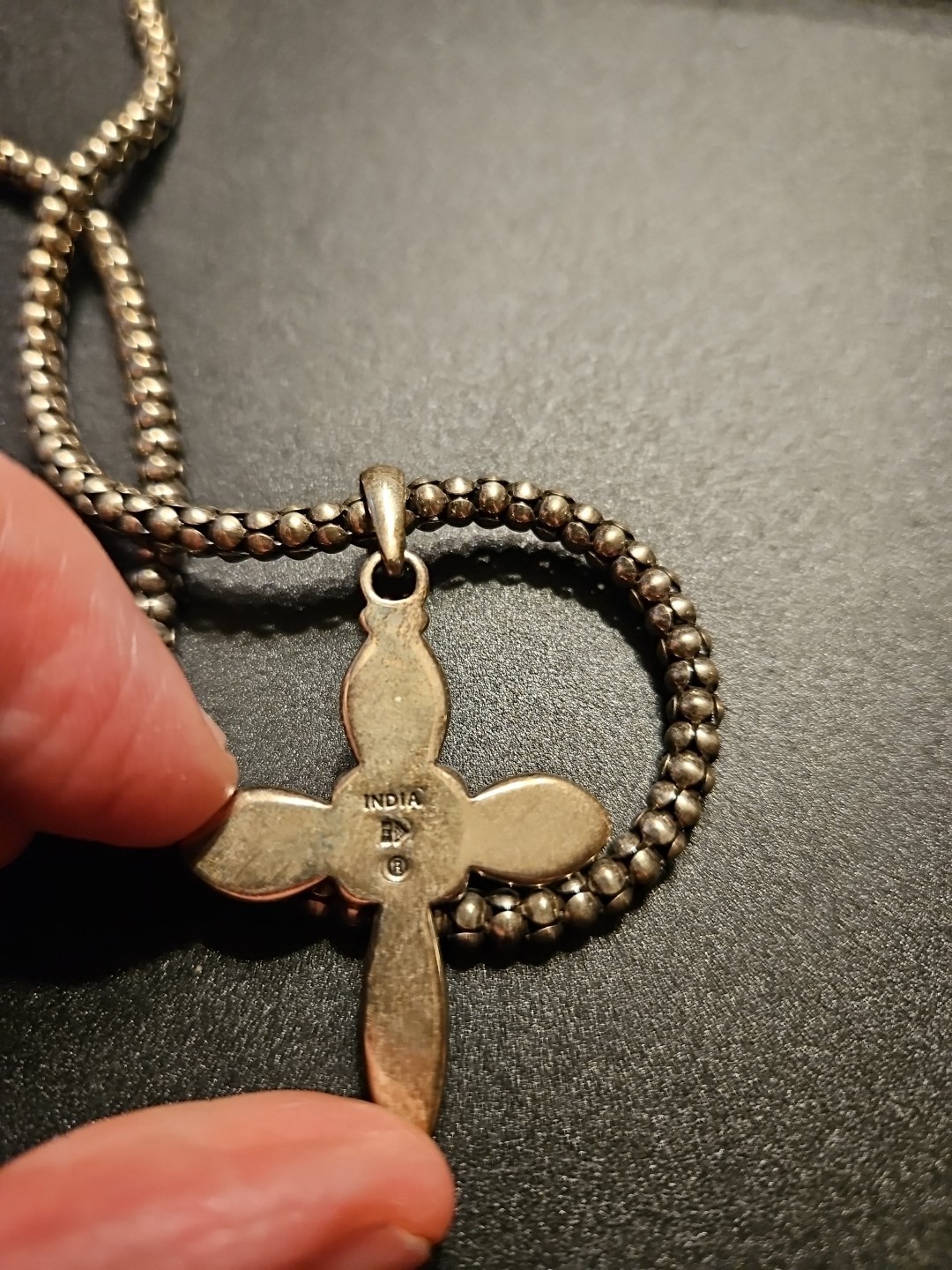 Silpada Sterling Silver Popcorn Chain / Vintage “Contemporary Credence” Cross…