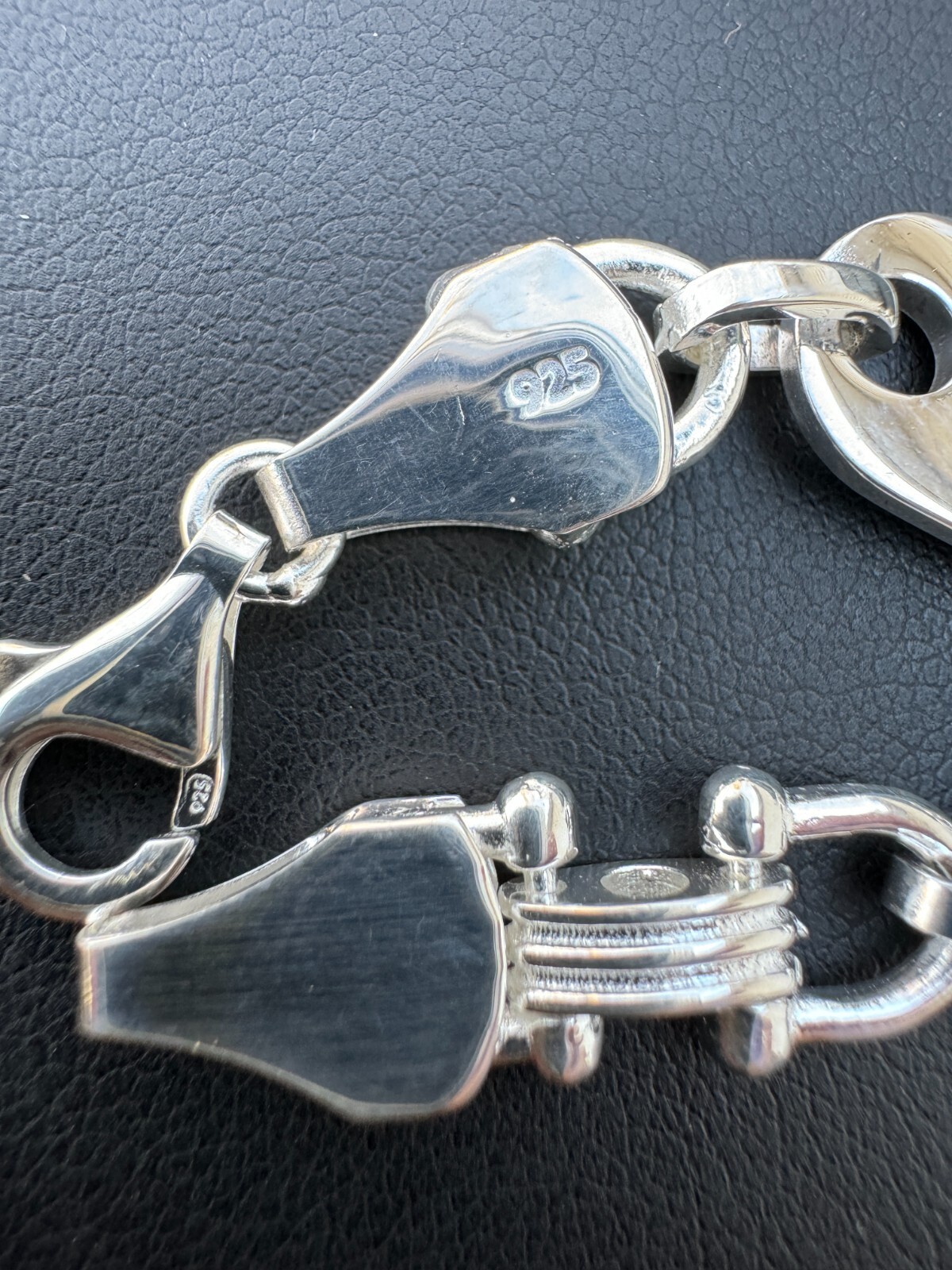 10mm Real 925 Sterling Silver Custom Mariner Ferragamo Link Chain Necklace ITALY