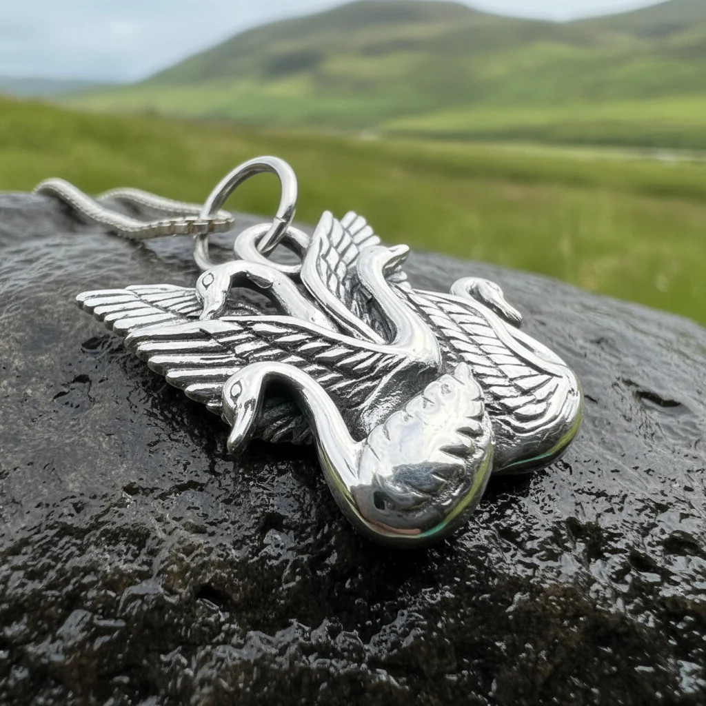 Irish Children of Lir Swan Necklace in Sterling Silver 925 Ladies Bird Pendant