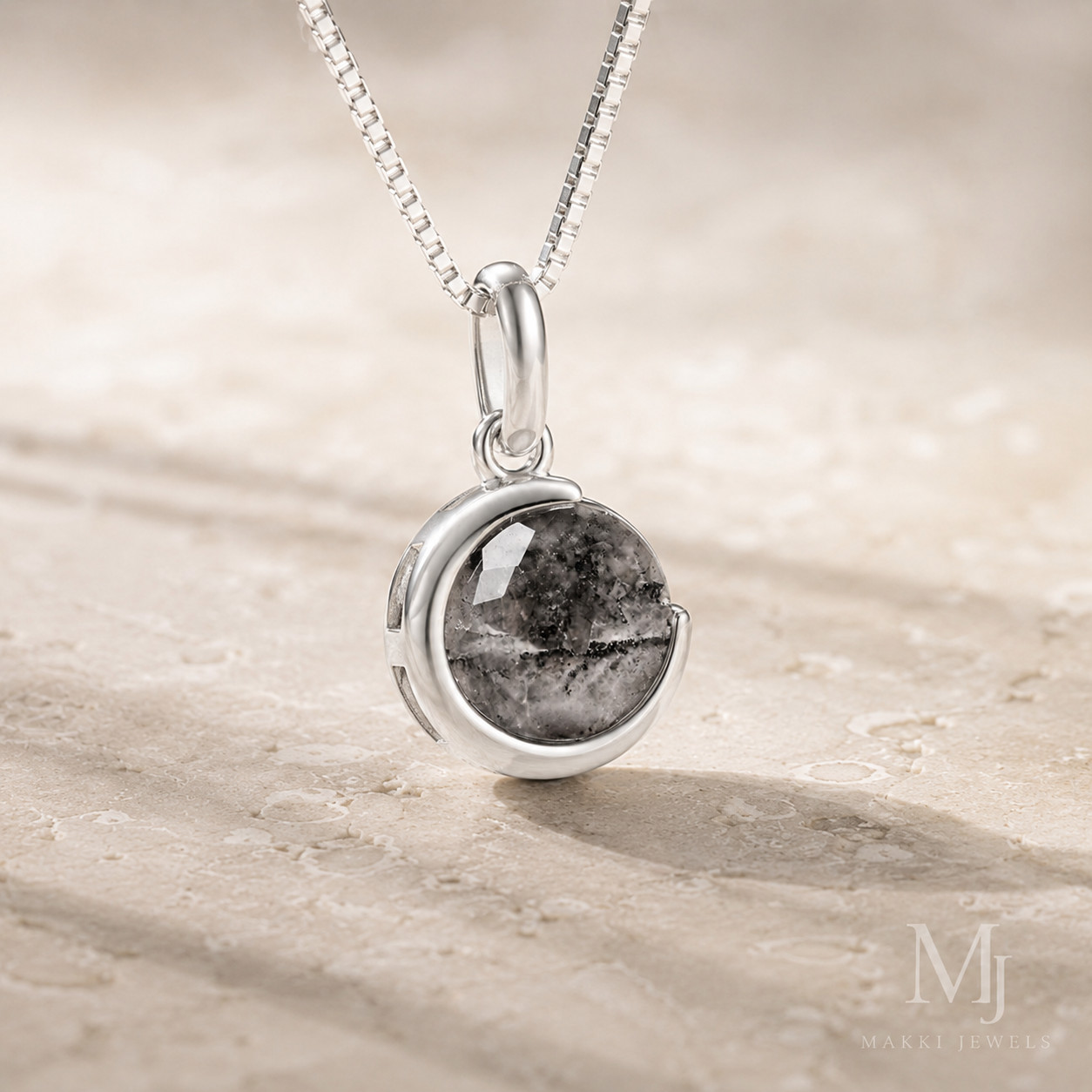 Crescent Moon Herkimer Diamond Necklace – Celestial Galaxy 925 Sterling Silver