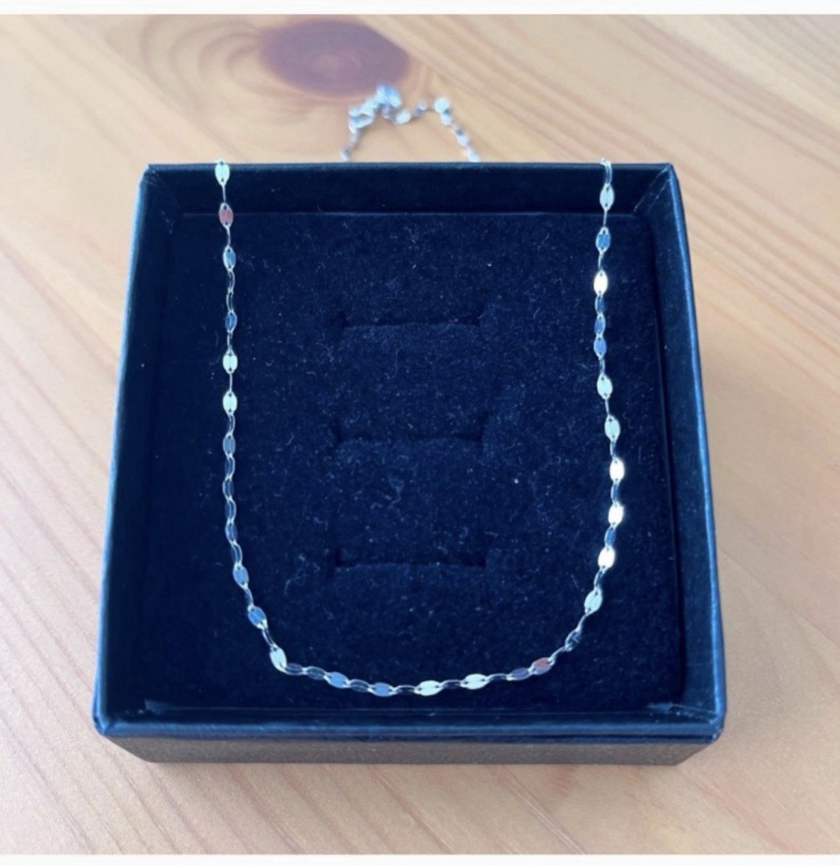 14K Solid WG White Gold Mirror Link Chain Necklace Choker 16″ Sparkle