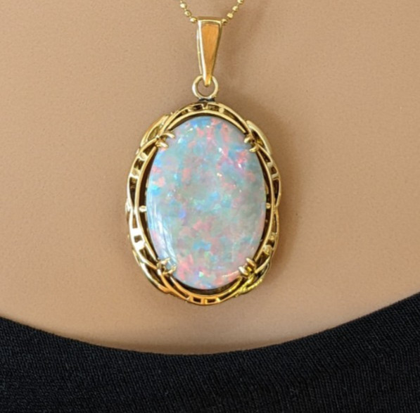 Pendant Only – Natural Opal Pendant in 18k Yellow Gold – HM2508SA