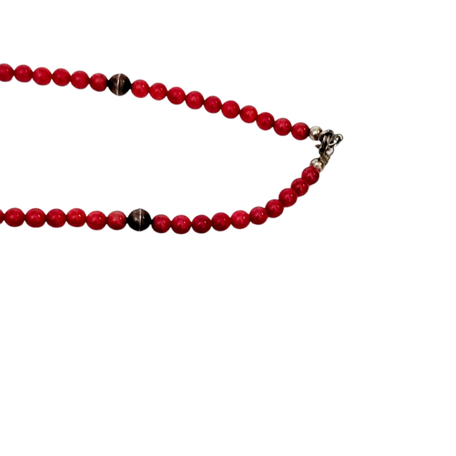SOUTHWEST Necklace Dreamcatcher 925 Sterling Silver Coral Bead Chain Signed B