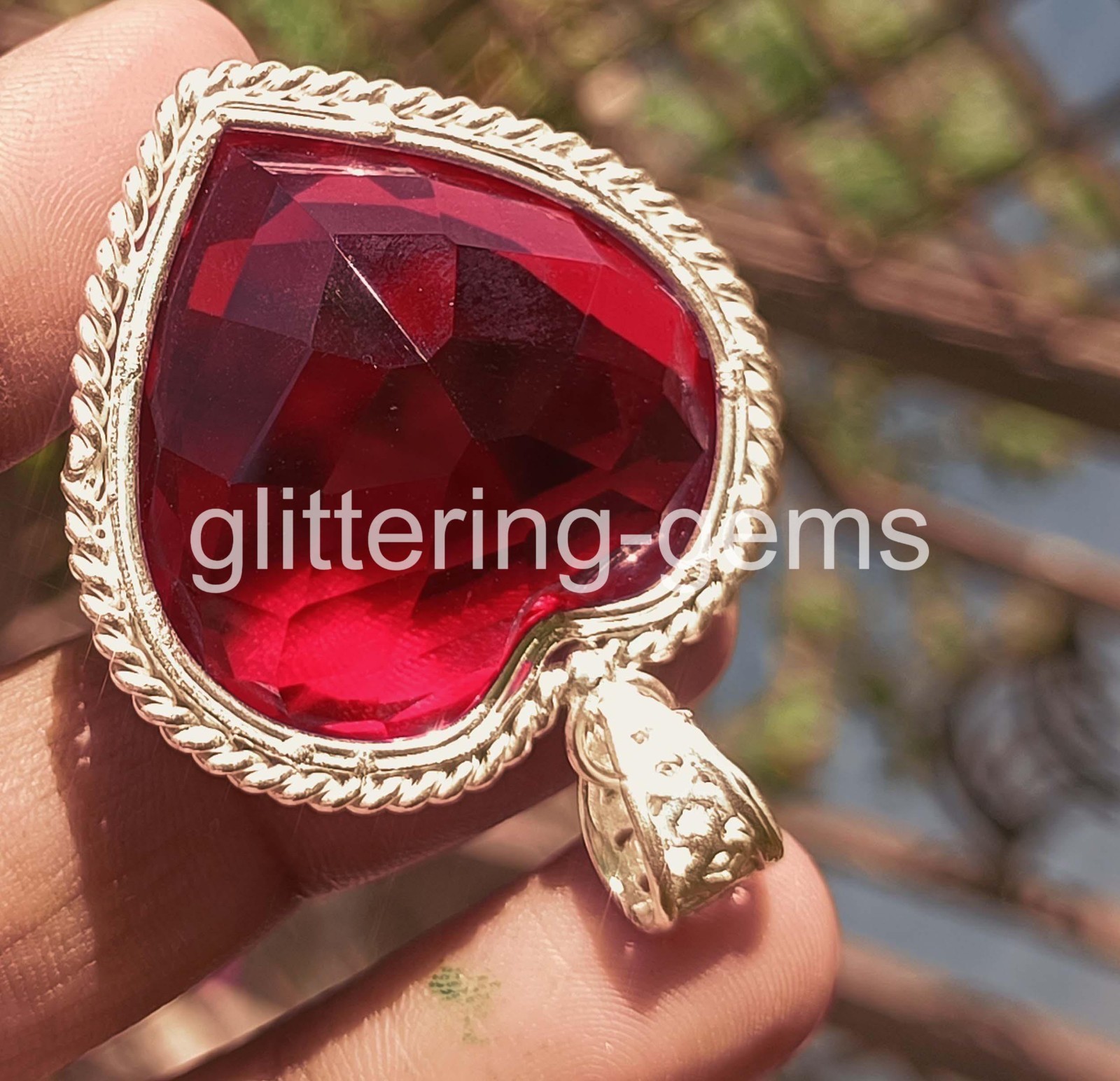 115.90 Ct Natural Red Ruby Pendant Heart Pendant 925 Silver IGL Loose Gems 6YHU