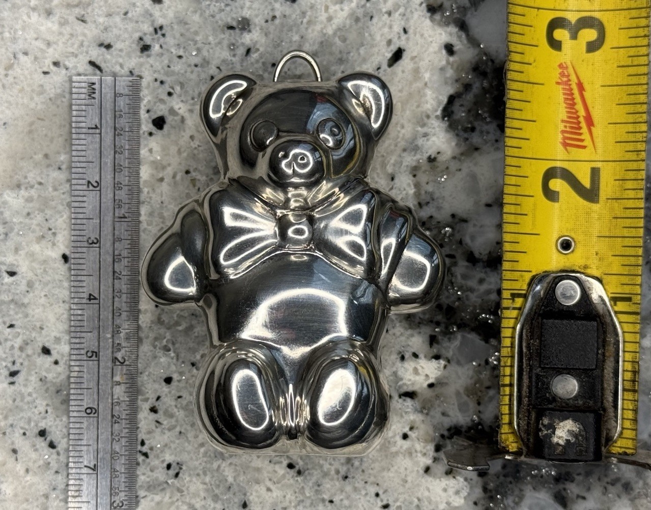 Tiffany & Co. Signed 925 Sterling Silver Teddy Bear. Large Christmas ornament