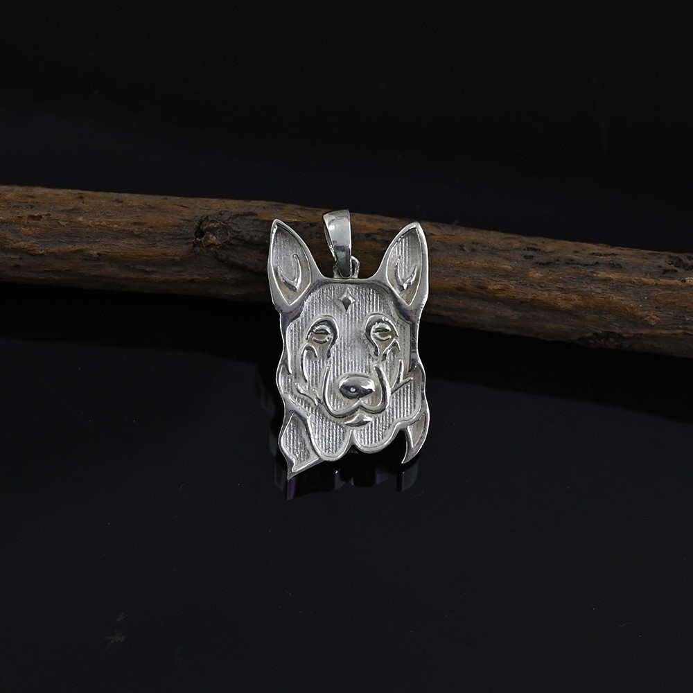Solid 925 Sterling Silver German Shepherd Dog Face Pendant Blank Bezel Setting